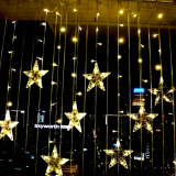 Instalatie pentru Craciun, perdea luminoasa, ploaie de stele, 3.5 metri,alb cald