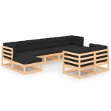 VidaXL Set mobilier grădină cu perne antracit, 9 piese lemn masiv pin 3083891