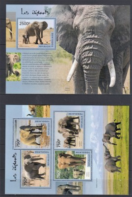 Togo - Fauna Africana - ELEFANTI - BL + KB - MNH foto