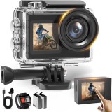 Cumpara ieftin Camera Video Sport WiFi cu Telecomanda, 5K/30FPS, 24MP, LCD 2.0&rdquo;, Unghi 170&deg;, Waterproof 40M, EIS, Zoom, Time Lapse, Slow Motion, 2 Baterii, Negru