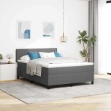 Pat Box Spring cu Saltea Gri 160x200 cm Țesătură de Corduroy