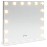 vidaXL Oglindă LED pentru Vanity Alb 50 x 10 x 44 cm Sticlă și Oțel 42020526