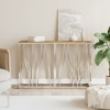 Măsuță cafea vidaXL argintie, oțel inoxidabil &amp; lemn masiv acacia 110x30x70 cm, design modern