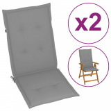 Perne scaun de grădină, 2 buc, gri, 120x50x3 cm, vidaXL