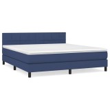 Cumpara ieftin Pat continental cu saltea, albastru, 160x200cm, material textil