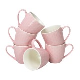 Set 6 cani cu model Roz si Alb, 200 ml