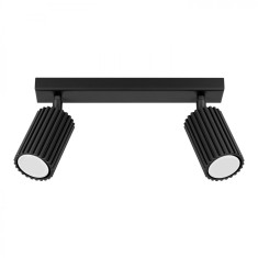 Lampă De Tavan Karbon Negru Din Aluminiu Cu 2 Becuri Tub Minimalist De Interior foto