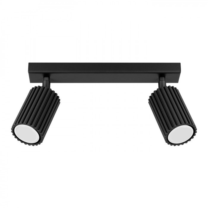Lampă De Tavan Karbon Negru Din Aluminiu Cu 2 Becuri Tub Minimalist De Interior