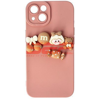 Toc silicon 3D Cartoon Apple iPhone 13 Pink Candy foto