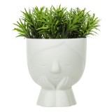 Ghiveci Decorativ, Model Față, Plastic, Culoare Albă, 9x9x15cm, Plantă Artificială, Oem