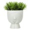 Ghiveci Decorativ, Model Față, Plastic, Culoare Albă, 9x9x15cm, Plantă Artificială