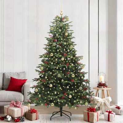 vidaXL Brad de Crăciun artificial Verde 240 cm PVC și metal și plastic 3395572 foto