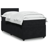 VidaXL Pat box spring cu saltea, negru, 90x200 cm, catifea 3287634