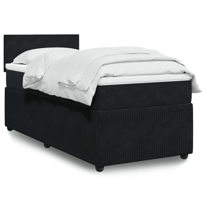 vidaXL Pat box spring cu saltea, negru, 90x200 cm, catifea 3287634