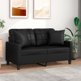 Canapea cu 2 locuri cu pernute, negru, 120 cm, piele ecologica GartenMobel Dekor, vidaXL