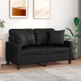 Canapea 2 locuri Gossi neagra, 120 cm, piele ecologica, cu perne decorative