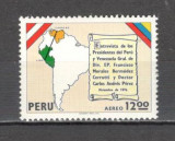 Peru.1977 Posta aeriana-Intalnirea presedintilor din Peru si Venezuela CP.19, Nestampilat