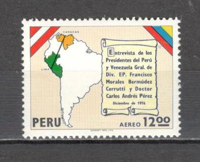 Peru.1977 Posta aeriana-Intalnirea presedintilor din Peru si Venezuela CP.19 foto