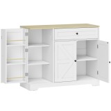 HOMCOM Bufet, comodă de bucătărie &icirc;n stil rustic cu uși glisante, 1 sertar, 2 polițe reglabile, rafturi pe ușă | Aosom Romania