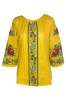 Bluza dama casual RG 124, marime XL, galben inflorat, Bumbac