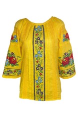 Bluza dama casual RG 124, marime M, galben inflorat