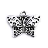 Cumpara ieftin Pandantiv metalic decorativ fluture, 16 x 20 mm Platinum