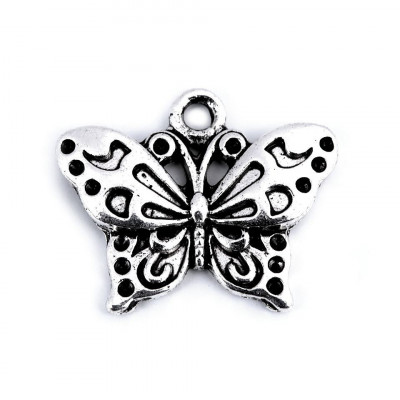 Pandantiv metalic decorativ fluture, 16 x 20 mm Platinum foto