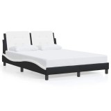 Cumpara ieftin Cadru de pat fara saltea, Zadar, negru si alb,140x190cm, piele ecologica