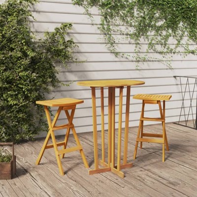 Set mobilier de bar pliabil, 3 piese, lemn masiv de tec GartenMobel Dekor foto