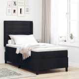 VidaXL Pat cu saltea &ndash; Negru, 100x200 cm, material textil