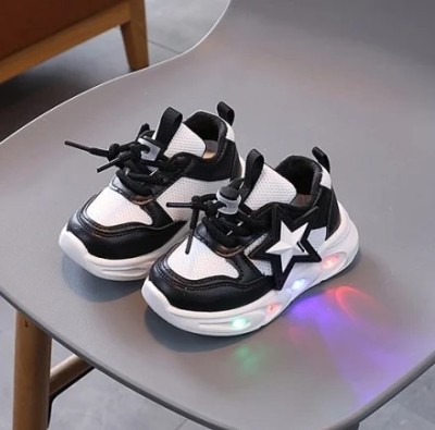 Adidasi negri cu alb cu luminite - Star (Marime Disponibila: Marimea 25) foto