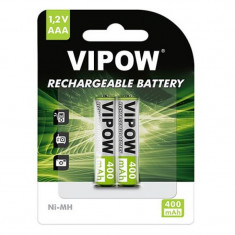 Acumulatori Vipow R03 (AAA), 400 mAh, 2 bucati foto