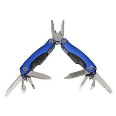 Mini cleste multifunctional, Survival Instict, otel inoxidabil, 9 functii, 14 cm, husa inclusa, albastru