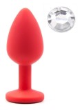 Dop Anal Silicone Buttplug, Medium, Rosu/Clear, Guilty Toys