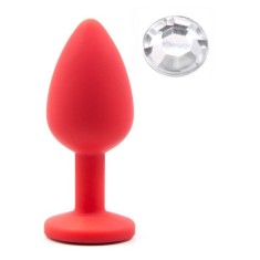 Dop Anal Silicone Buttplug, Medium, Rosu/Clear, Guilty Toys