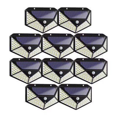 Set 10 Lampi Solare 100 LED, Senzor de Lumina si de Miscare, Buton de ON/OFF si de Setare a Intensitatii Luminii, Incarcare Solara, Indicator Protecti foto