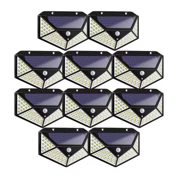 Set 10 Lampi Solare 100 LED, Senzor de Lumina si de Miscare, Buton de ON/OFF si de Setare a Intensitatii Luminii, Incarcare Solara, Indicator Protecti