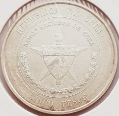 183 Cuba 5 Pesos 1975 National Bank km 36 argint
