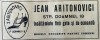 1931 Reclamă rom&acirc;nească &Icirc;ncălțăminte fină JEAN ARITONOVICI Bucuresti interbelic Str, Doamnei Nr 18 atelier de manufactura cizmarie istoria modei