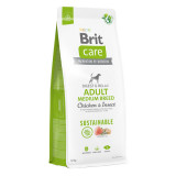 Brit Care Sustainable Adult Medium Breed, M, Pui și Insecte, hrană uscată c&acirc;ini, sistem digestiv, 12kg