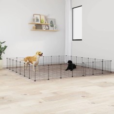 vidaXL Cușcă animale de companie cu ușă 28 panouri negru 35x35 cm oțel
