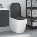 Scaun de toaletă cu eliberare rapidă vidaXL cu &icirc;nchidere moale Duroplast Antracit