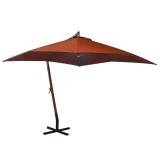 Umbrelă &icirc;n consolă cu st&acirc;lp, cărămiziu, 3x3 m, lemn de brad