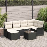 Cumpara ieftin Set de canapele pentru grădină cu pernă 7 pcs Negru Rattan poli