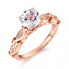 Inel Borealy Aur Roz 18 K 1 5 Ct Topaz Vintage Engagement Ring foto