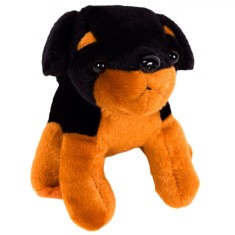 Jucărie Plush, Model Rottweiler, Culoare Maro &Icirc;nchis, &Icirc;nălțime 13cm