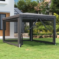 vidaXL Cort de petrecere cu 4 pere?i din plasa, antracit, 3x4 m, HDPE foto