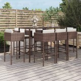 Set mobilier bar de gradina, cu perne, 9 piese, maro, poliratan GartenMobel Dekor, vidaXL