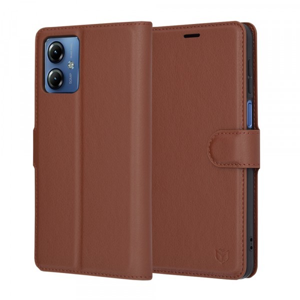 Husa pentru Motorola Moto G14, Techsuit, Leather Folio, Maro