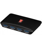 HUB USB 3.0 la 4x USB +alimentator tata-mama negru GOOBAY